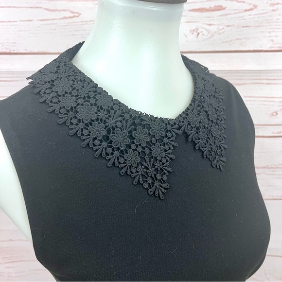 Kate Spade Crochet Lace Peter Pan Collar Ponte Knit Sleeveless Flare Dress - Picture 3 of 14